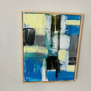 Abstract Blue and Yellow Framed Art